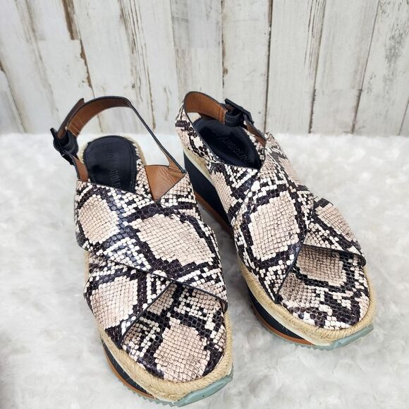 Enzo Angiolini Eva Snakeskin Wedge Sandals Size 10 - Picture 2 of 10